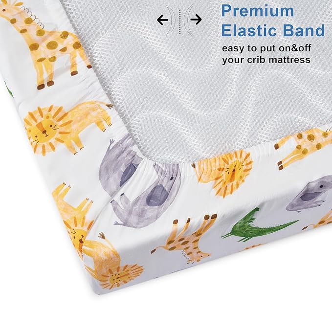 TILLYOU Baby Crib Sheets for Boys Girls, Super Soft Toddler Bed Sheets, 2 Pack Sheets for Standard Crib Mattress 28x52in, African Steppe