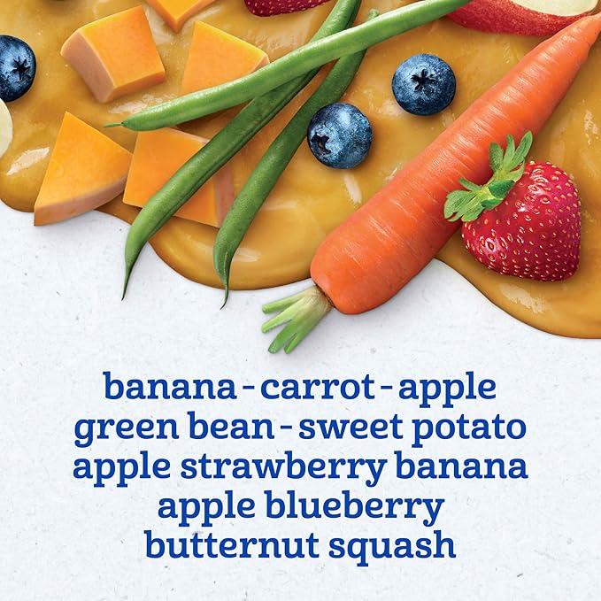 Gerber Purees 2nd Foods Veggie & Fruit Variety Pack, 8 Ounces, Box of 16 (Packaging May Vary)