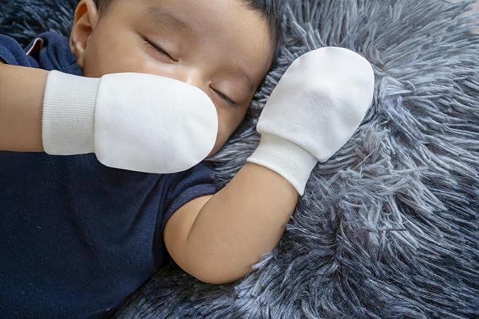 RATIVE Wrist Tab Baby Mittens 0-6,6-12 Months Organic Cotton for Newborn Baby Boys Girls