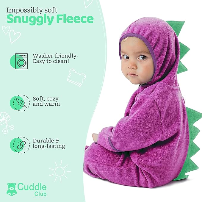 Cuddle Club Fleece Baby Bunting Bodysuit with Hood, Convertible Mittens & Booties, Car Seat Friendly, Soft & Warm, Easy Zip