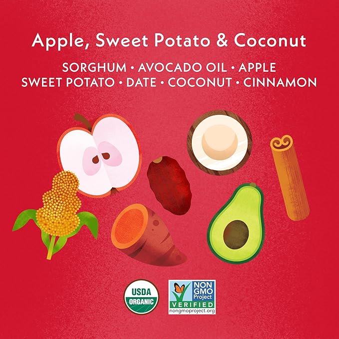Once Upon A Farm Apple, Sweet Potato & Coconut Puffed Sorghum Snack, Fruit & Veggie Puffs, Non GMO, 1.5 Ounces (Pack Of 6)