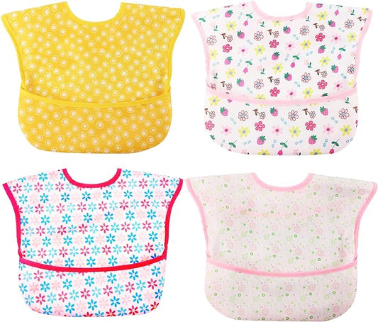 Baby bibs Waterproof Toddler bib - Feeding bib with Pocket for Infant Boy Girl Washable 6-36M