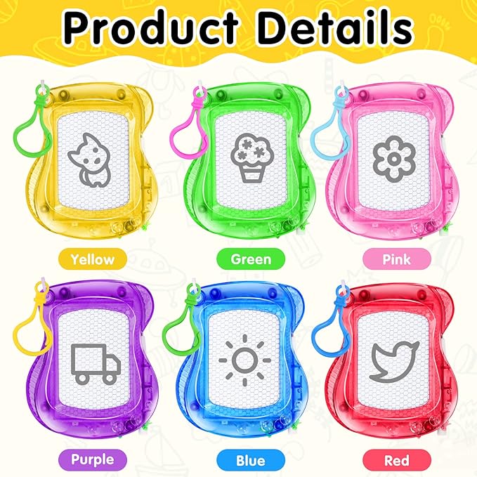 12Pcs Mini Magnetic Drawing Board,Erasable Mini Doodle Boards for Kids,Backpack Keychain Clip Drawing Boards,Portable Small Writing Pad for Boys Girls Party Favor Classroom Rewards Goodie Bag Filler