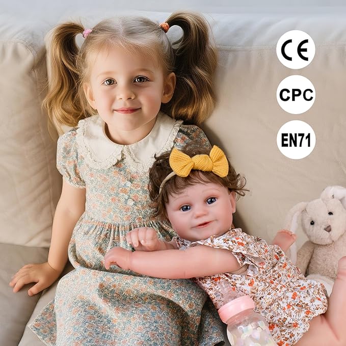 Aori Reborn Baby Dolls Girl - 20'' Lifelike Realistic Newborn Baby Weighted Cloth Body Baby Doll with Magnetic Pacifier & Feeding Accessories Collectible Reborn Toddler Doll Gift for Girls Kids 3+