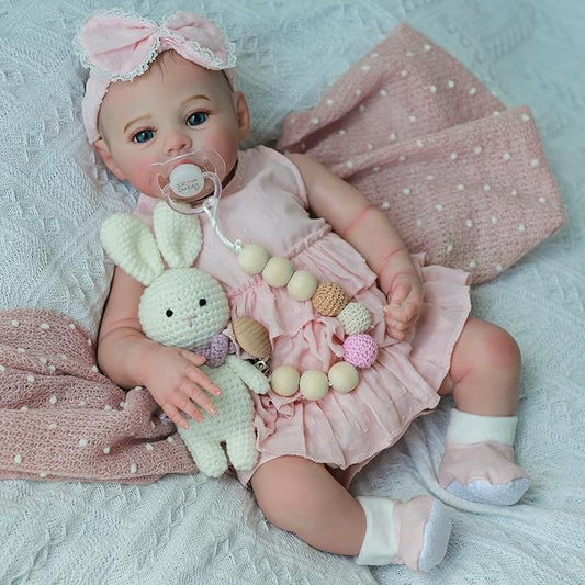 Realistic Reborn Dolls Girl - 18 Inch Lifelike Newborn Eyes Open Doll Real Life with Soft Weighted Body, Advanced Painted Gift Set for Kids Age 3+…