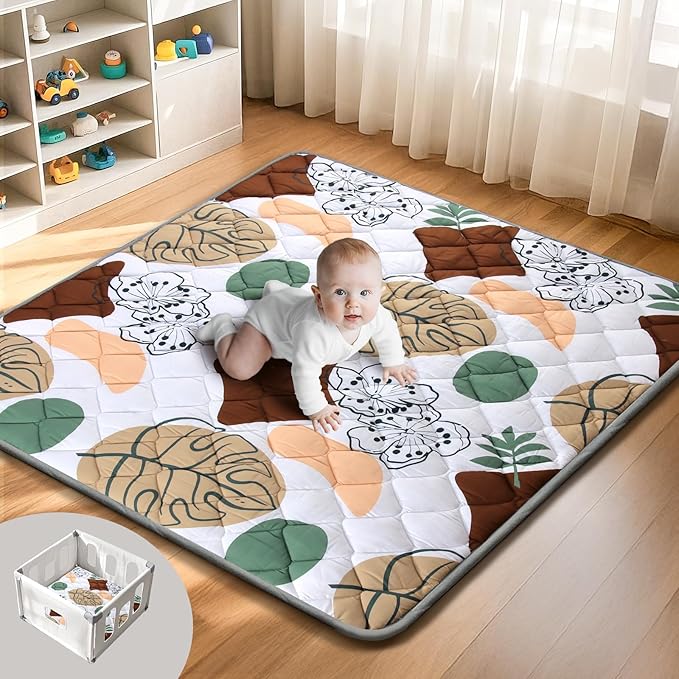 Baby Play Mat, Non-Slip Baby Mat for Floor, Soft Thicker Playpen Mat, Portable Playmat, Crawling Mat for Babies, Toddlers & Infants to Play and Learn（ 47"x47"）