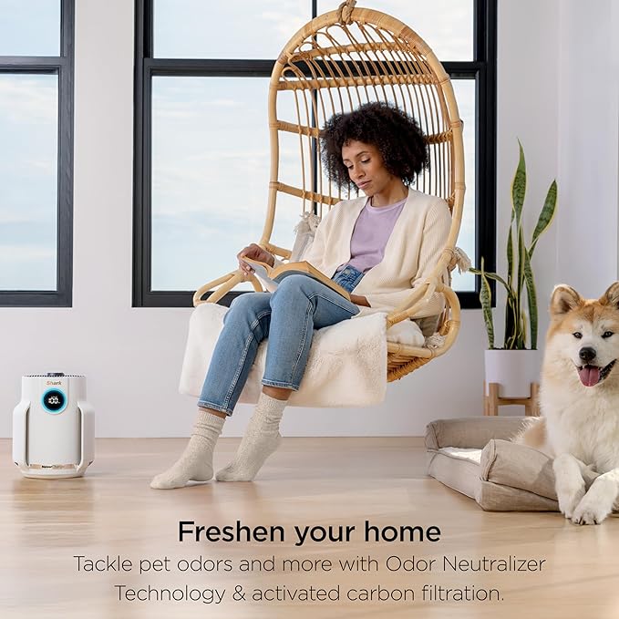 Shark NeverChange Air Purifier Compact Pro with Long-lasting HEPA Exceeding Filtration, Captures Pet Dander, Dust, Smoke, and Allergens, up to 250 sq. ft. for Bedroom, Home Office, Dorm, HP072PL
