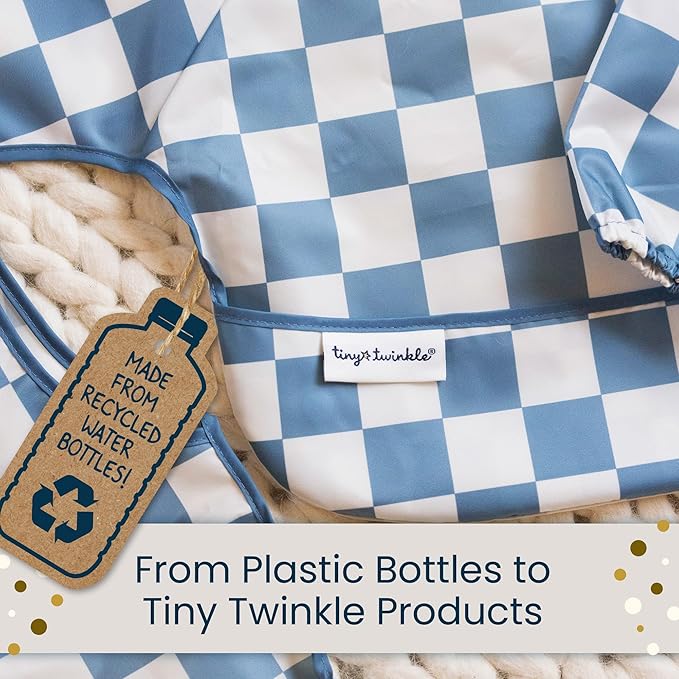 Tiny Twinkle Mess Proof Baby Bibs for Eating - Waterproof, Wipeable Bibs - Toddler Bib- Travel Friendly - PFAS, PVC, BPA, Phthalate Free - Baby Food Bib (3 Pack,Dinosaur)