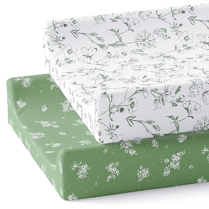 Baby Changing Pad Cover 2-Pack for Boys, Girls (Butterfly Garden) - Premium Fitted Sheets Baby Diaper Changing Table Cover - Buttery Soft Cotton Blend
