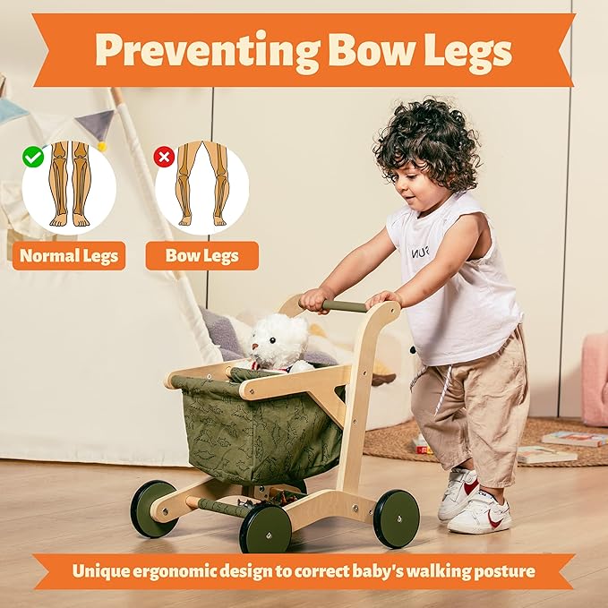 Wooden Baby Walker, Baby Push Walker, Push Walker For Babies 12-18 Months, Sit To Stand Walker For Baby, Baby Shopping Cart, Push Toy, Activity Walker, Adjustable Speed, Baby Walker Push Toy