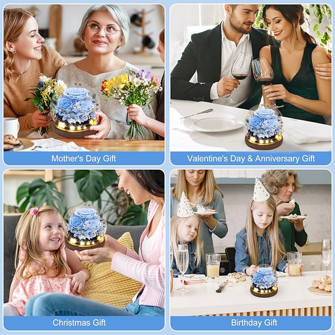 Lujechii Forever Flowers,Flowers for Delivery Prime.Birthday Gifts for Women,Moms, Lovers, Friends, Anniversaries, Preserved Flowers Unique Flower Gifts, Graduation Flower Bouquets (Blue)