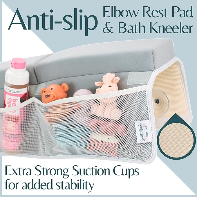 Comfortable Baby Bath Kneeler and Elbow Rest Pad Set | Tub Kneeling Pad Essentials | Bathtub Accessories