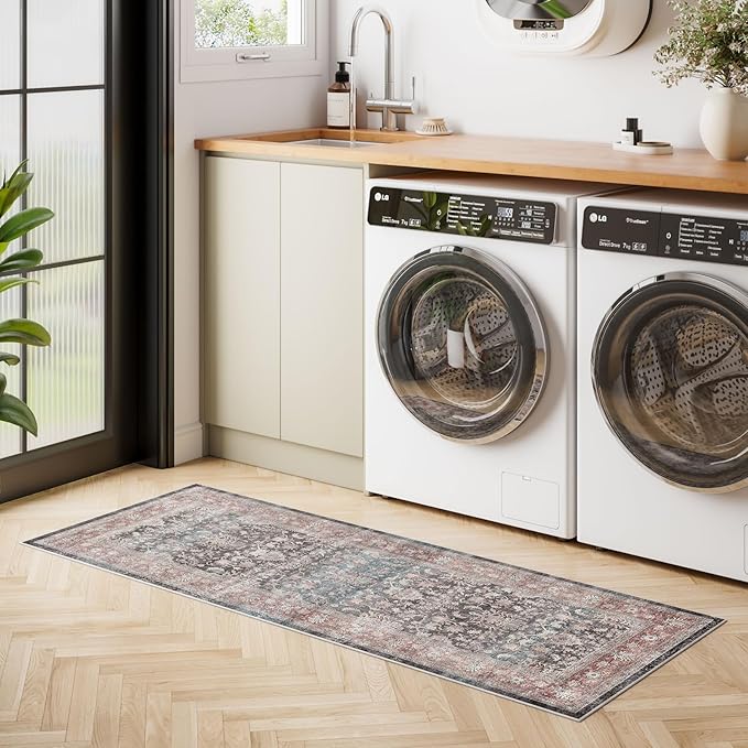 Dripex Tribal Washable Runner Rug-2x5 Non-Slip Non-Shedding Runners for Hallways Stain Resistant Kitchen Mat Laundry Entryway Carpet Runner for Doorway Entrance Bedroom Living Room Decor