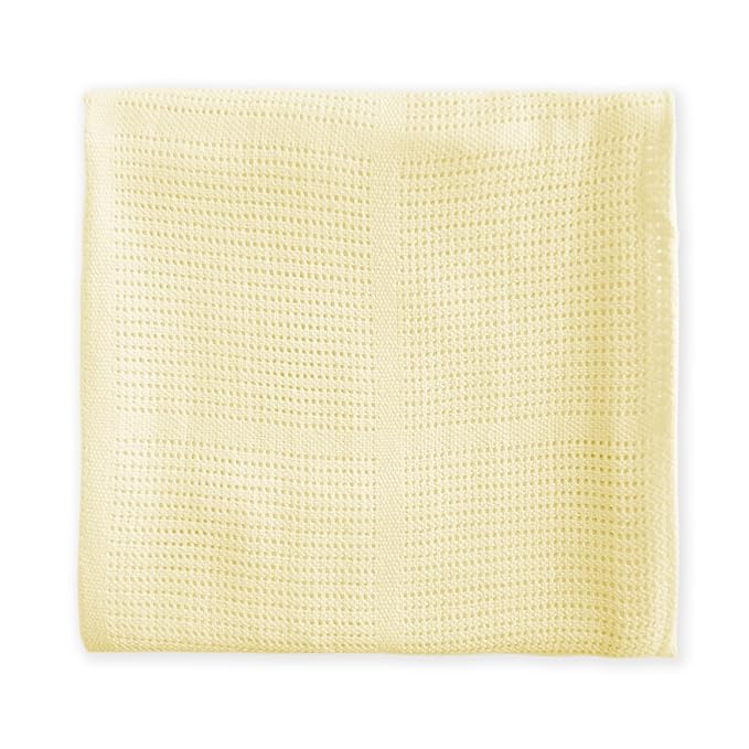 Amazing Baby Cellular Blanket, Premium Cotton, Ultra Soft, Breathable, Cozy Gift for Baby Boys and Girls, Favorite Toddler Blanket, 44 x 44 inches (112 x 112 cm), Soft Yellow