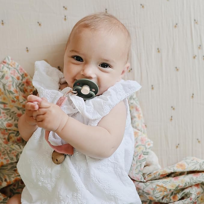 FRIGG Little Viking Natural Rubber Baby Pacifier 2-Pack | Made in Denmark | BPA-Free (Sage/Olive, 6-18 Months)