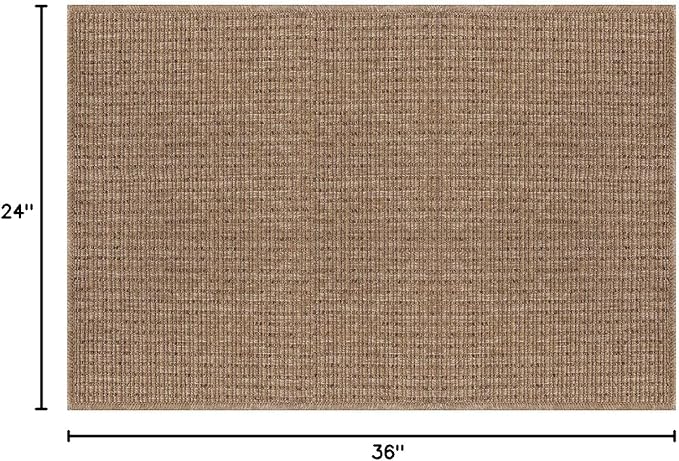 Beverly Rug Easy Jute Natural Entry Rug 2x3 Solid Washable Durable Outdoor Indoor Area Rugs for Living Dining Room Patio Office Stain Resistant Non Shedding Casual Indoor Outside Carpet 2 x 3 Natural