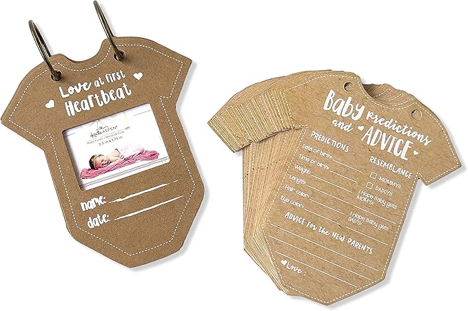 Onesie Baby Prediction Card Book Keepsake, By Kate Aspen Advice Cards, Best Wishes, Boho Baby Shower Decoration, Gender Neutral Baby Shower Game & Party Activity