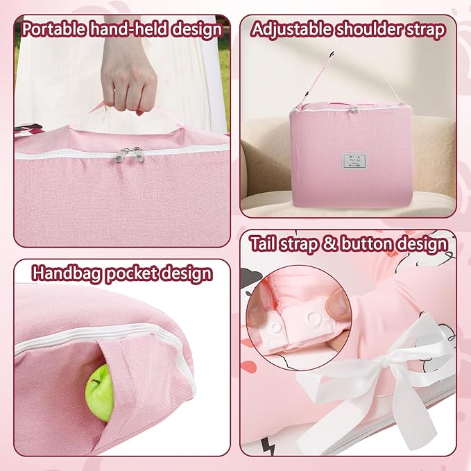 Baby Lounger for Newborn to Toddler 0-24 Months - Portable Infant Lounger with Breathable Cotton, Adjustable Size & Lengthen Space Travel Strap for Home, Outdoor (3. Cloud)