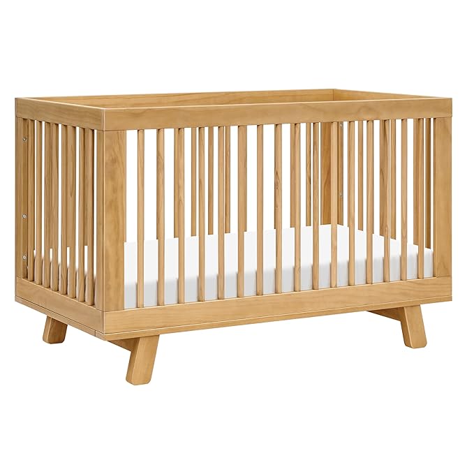 babyletto Hudson 3-in-1 Convertible Baby Crib with Wooden Toddler Bed & Daybed Conversion - Easy to Assemble & GREENGUARD Gold Certified - 4 Adjustable Mattress Heights - Honey