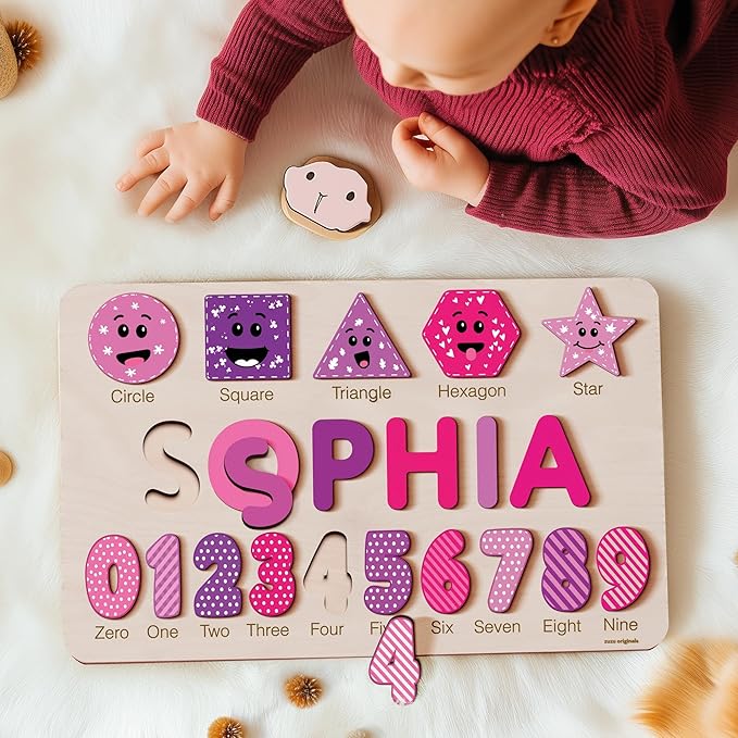 Personalized Gift for Baby, Wooden Montessori Toy, Educational Toy for Toddler, Name Puzzle for Kids, Nursery Toys