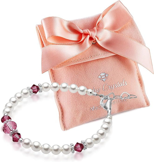 Custom Birthstone Bracelet for Kids, Initial Bracelets for Girls, 925 Sterling Silver Personalized Gifts for women, Crystal jewelry, Newborn Baby Girl, infant, Toddler, Teen, Mother, Birthday Gift