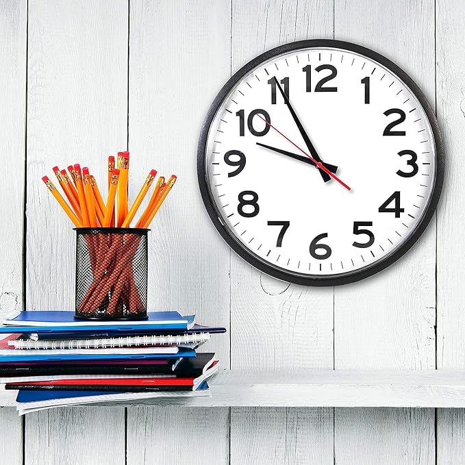 | 14 Inch | Modern | Quartz | Analog | Home | Office | School | Gym | Indoor | Outdoor | Near Silent | Unbranded | Classic | Black | Battery Operated | Modern Décor