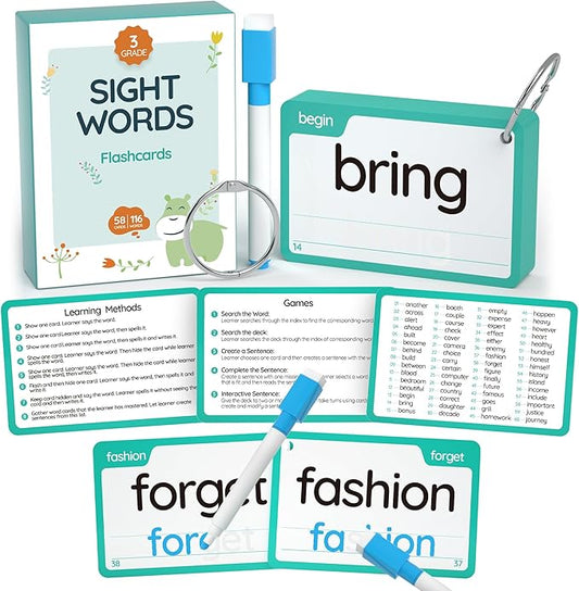 WJPC High Frequency Sight Words Flash Cards 2nd, 3rd Grade (Third-Grade) for 7,8.9 Years Age Kids Boys, Girls, Homeschool Learn to Read, Write.