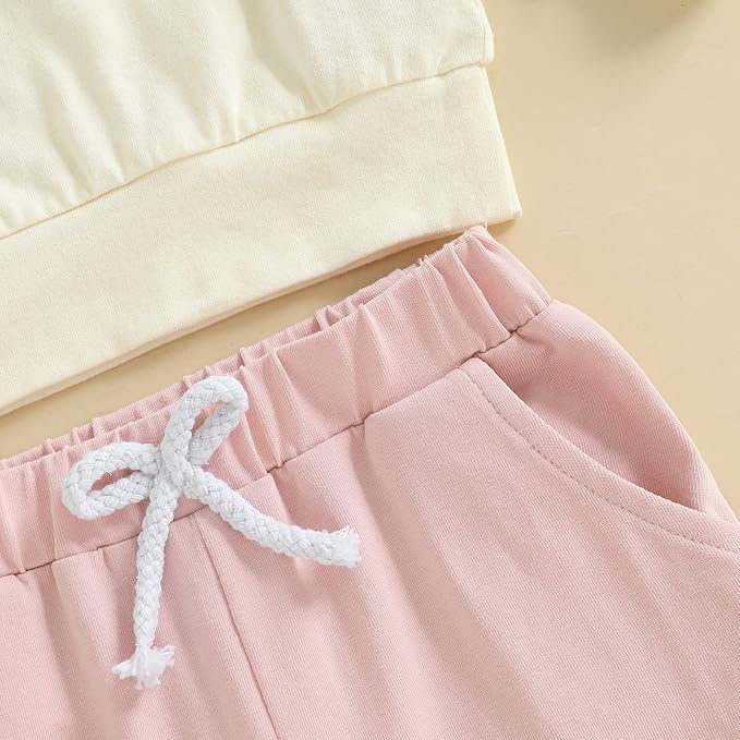 Madjtlqy Toddler Baby Girl Fall Winter Outfit Clothes Flowers Crochet Embroidery Long Sleeve Sweatshirt Tops and Pants Set