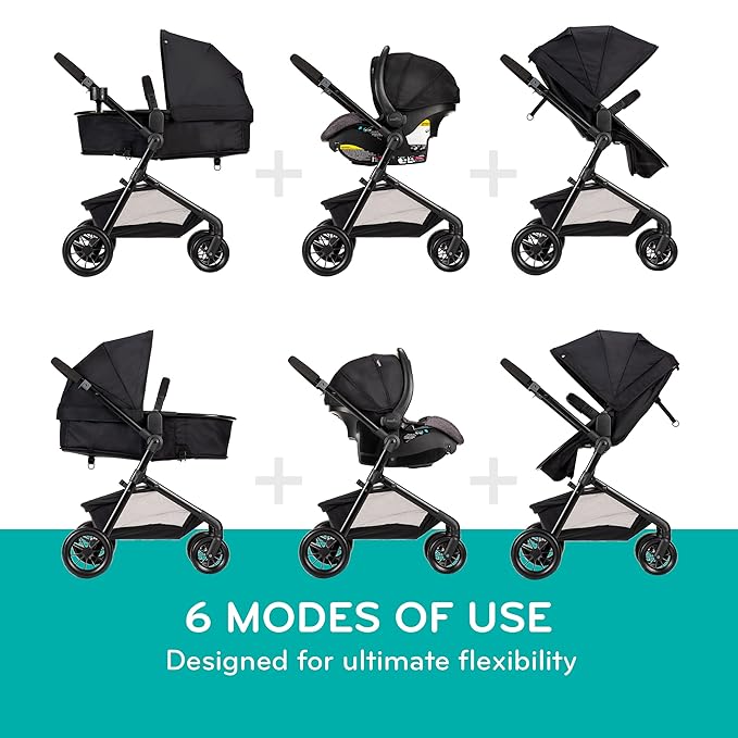 Evenflo Pivot Modular Travel System with SafeMax Rear-Facing Infant Car Seat (Dusty Rose Pink)