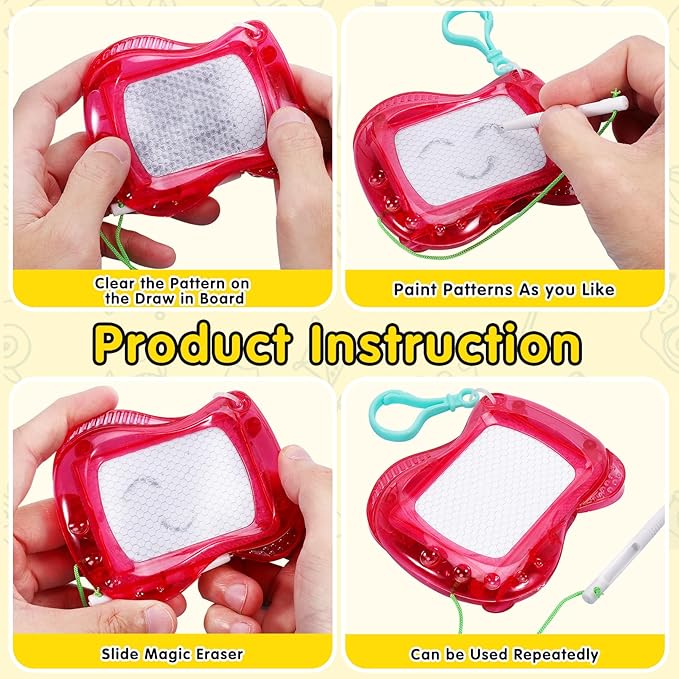 20Pcs Mini Magnetic Drawing Board for Kids,Backpack Keychain Clip Magnetic Doodle Board,Erasable Mini Sketch Writing Pad,Mini Drawing Board for Boys Girls Birthday Party Favor Classroom Supply,5Colors