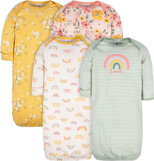 Gerber unisex-baby Baby Boy and Girls 4-pack Sleeper Gown