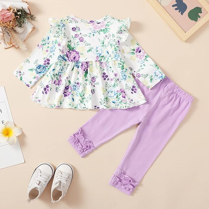 Baby Girl Clothes Toddler Girl Outfits Ruffle Shirt Pants Cute Infant Outfit Set Baby Girl Fall Winter Clothes