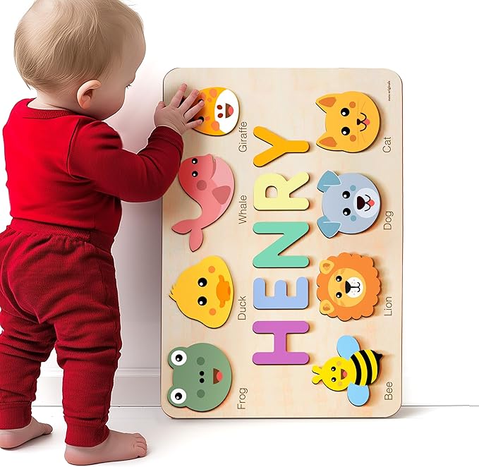 Custom Handmade Puzzles for Toddlers, Multi Color Scheme Options Wooden Name Puzzle, Easter Gifts, New Baby Gifts, Birthday Gift for Baby, Kid, Toddler, Toddler Toy