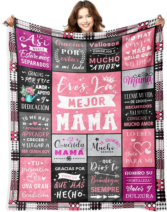 Mama Gifts - Regalos para Mama - Gifts for Mom in Spanish - Moms Gift from Daughter Son - Best Mom Ever Gift - Mothers Day Christmas Valentines Day Birthday Presents for Mother Blanket 50"x60"