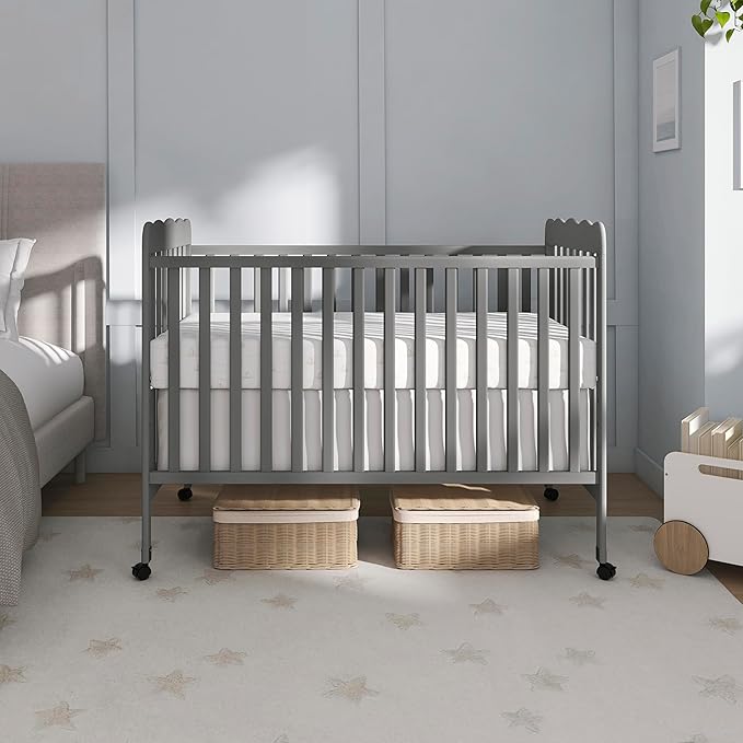 Dream On Me Carson Classic 3-in-1 Convertible Full-Size Baby Crib in Steel Grey, GreenGuard Gold & JPMA, 4 Mattress Heights, Converts to Day & Toddler Bed, Locking Wheels, Classic Nursery Design