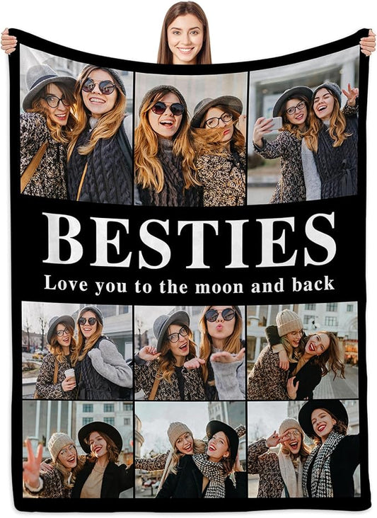 Custom Photo Blanket - Best Friendship Gift for Women, Personalized Birthday Present