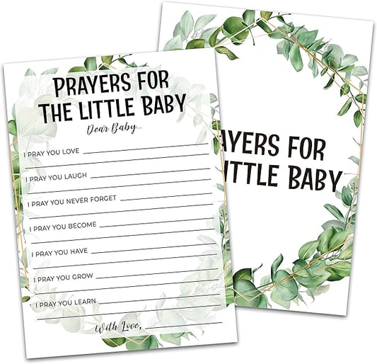 Baby Shower Game Cards, Prayers for Baby Game, Tropical Jungle Theme Party Games, Set of 30, (Green008)