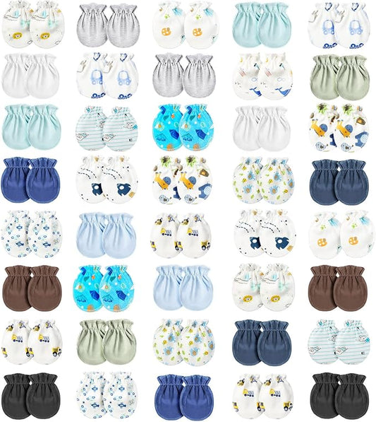 Geyoga 40 Pairs Newborn Baby Mittens No Scratch Mittens Soft Elastic Infant Baby Gloves for 0-6 Months