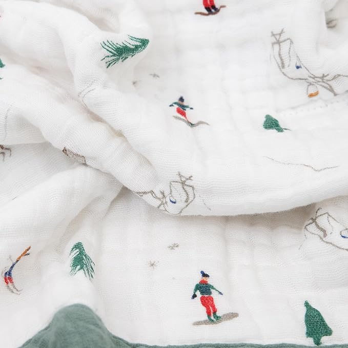 Little Unicorn Newborn Receiving Quilt | Ultra- Soft, Multi-Layered Muslin Fabric | Gift for Newborns & on-The-go (Powder Party)