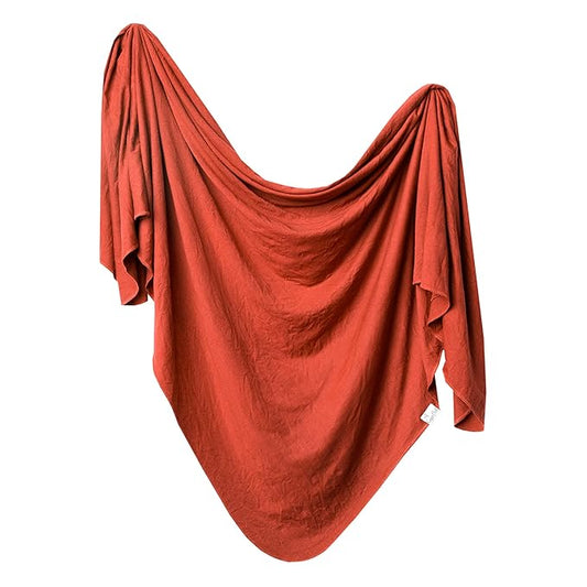 Large Premium Knit Baby Swaddle Receiving Blanket "Rust" by Copper Pearl