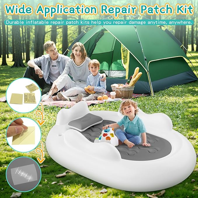 Inflatable Toddler Travel Bed with 3-Sides Blow Up Mattress for Kids Portable Baby Air Mattress with Electric Pump for Home Use, Camping-Grey