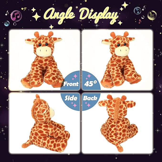 Hopearl LED Musical Stuffed Giraffe Lighting Up Singing Plush Toy Adjustable Volume Lullaby Animated Soothe Birthday Festival for Kids Toddlers Boys Girls, Orange, 11''
