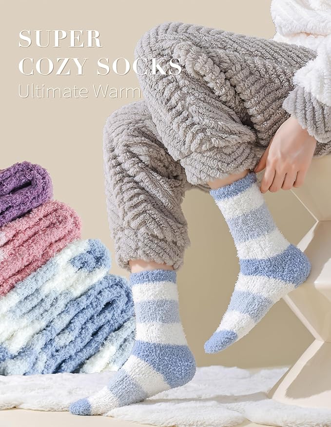 TEHOOK Warm & Cozy Gifts for Women, Fluffy Fuzzy Sock, Plush Sleeping Slipper Socks - Soft Warm Fabric