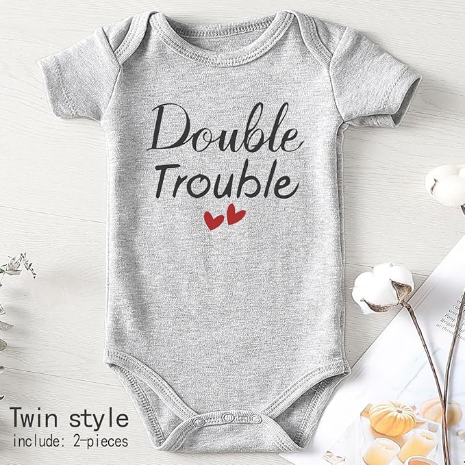 shlrzy Double Trouble Twin Outfits For Boy And Girl Newborn Twins Baby Items Must Haves Twin Baby Gifts