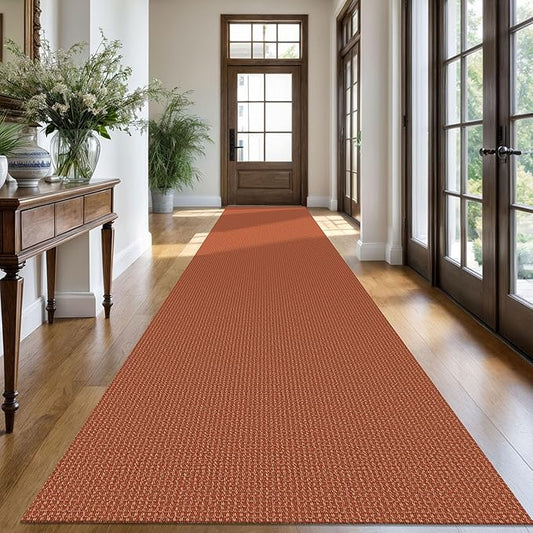 KOZYFLY Extra Long Runners for Hallways 3x18 ft Washable Kitchen Runner Non Slip Rubber Backed Hallway Rug Cotton Entryway Runner Rug Floor Carpet for Indoor Hall, Kitchen, Stair, Orange/Tan