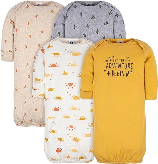 Gerber unisex-baby Baby Boy and Girls 4-pack Sleeper Gown