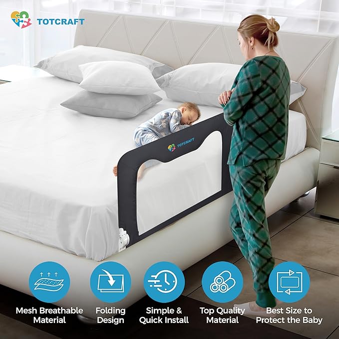 Bed Safety Rails for Toddlers - Bed Rail Guard for Queen, King, Full Szie, Twin Mattress Bed (Grey, 35.5W*23.5H Inch (Regular Extra Tall))