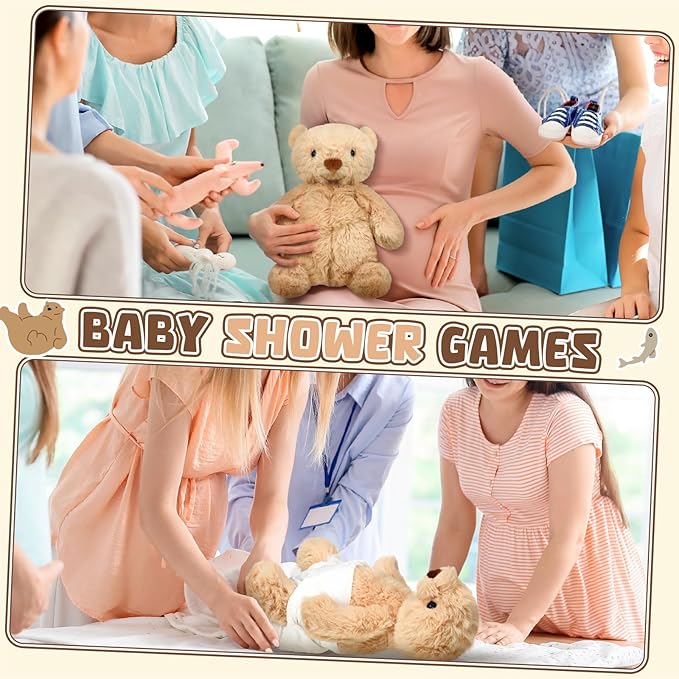 8 Sets Brown Bear Blindfolded Diaper Changing Baby Shower Games Flip Cup Games Prizes 8 Plush 8 Diapers 8 Gift Bags for Baby Shower Gender Reveal Raffle Party Game