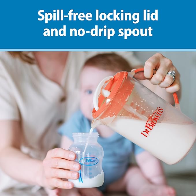 Dr. Brown's Baby Formula Mixing Pitcher with Adjustable Stopper, Locking Lid & No Drip Spout, Black, BPA Free, 36oz, 1 Pack