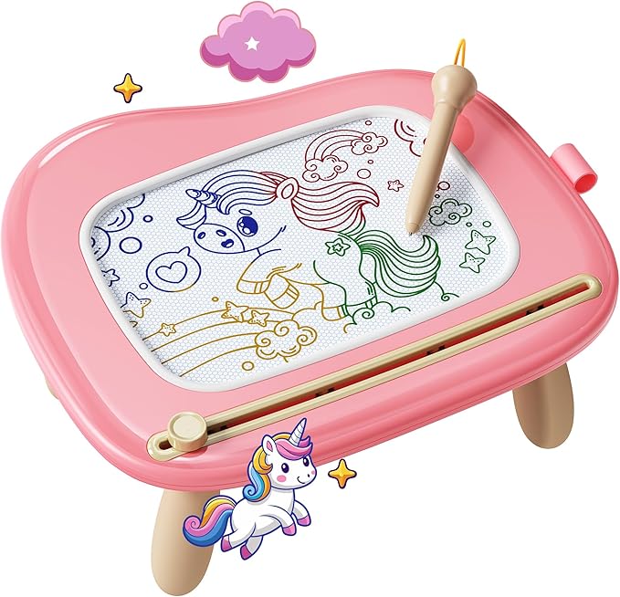 KOKODI Magnetic Drawing Board, Toddler Girl Toys for 1-2 Year Old, Large Doodle Board Pad Learning and Educational Toys for 1 2 3 Year Old Baby Kids Birthday Gifts(Pink)